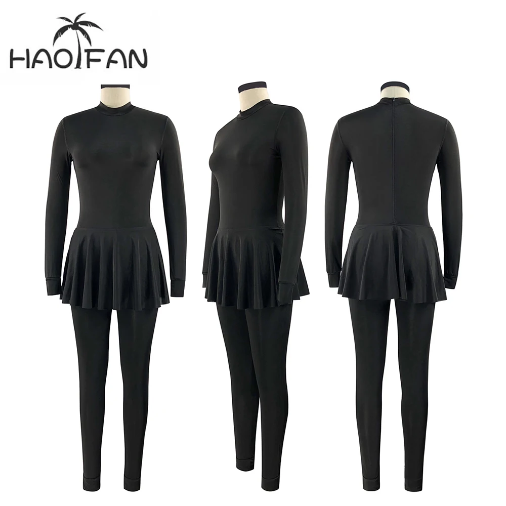HAOFAN черный костюм для плавания Burkinis мусульманская одежда Женский длинный рукав в