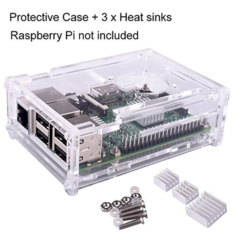 С защитным чехлом+ 3 х радиаторов+ сенсорная ручка для Raspberry Pi 3 Model B, Pi 2 Модель B& Pi Модель B tft сенсорный экран