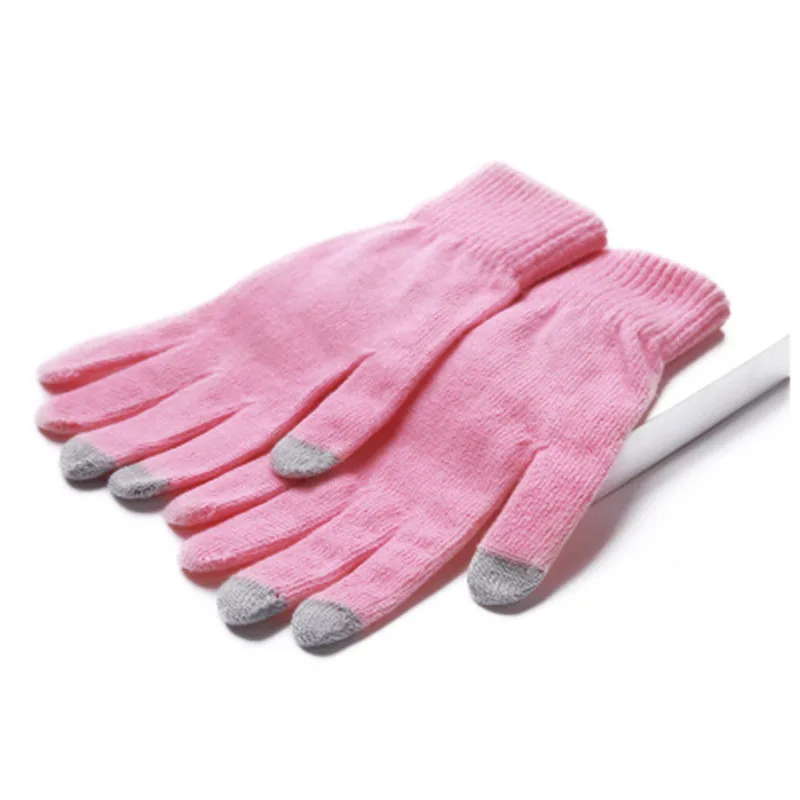1 пара мотоциклетных теплых перчаток, тепловые вязаные перчатки с сенсорным экраном, перчатки с высокой чувствительностью, многоцветные теплые перчатки для текстовых сообщений, вождения - Цвет: Розовый