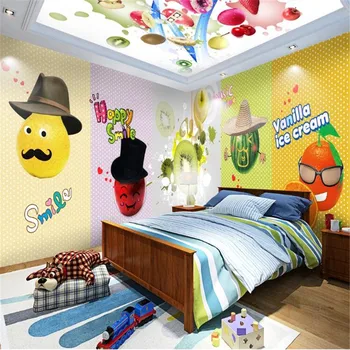 

milofi custom large wallpaper mural warm and cute cartoon fruit family theme space whole house background wallpaper mural