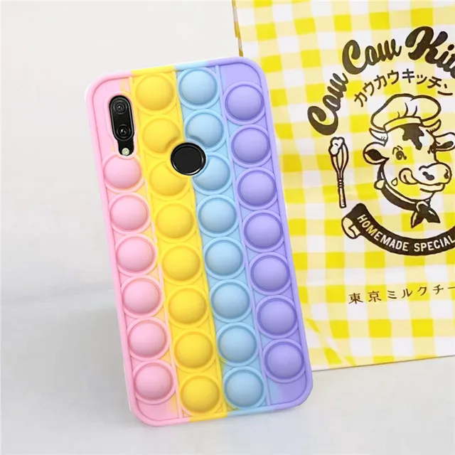 For Redmi Note 9 Pro 9S 7 8 Pro Push Pop Bubble Fidget Toy Soft Case for Redmi 9 9T 9C 9A Mi Poco X3 M3 Sensory Stress Reliver Redmi Note 7