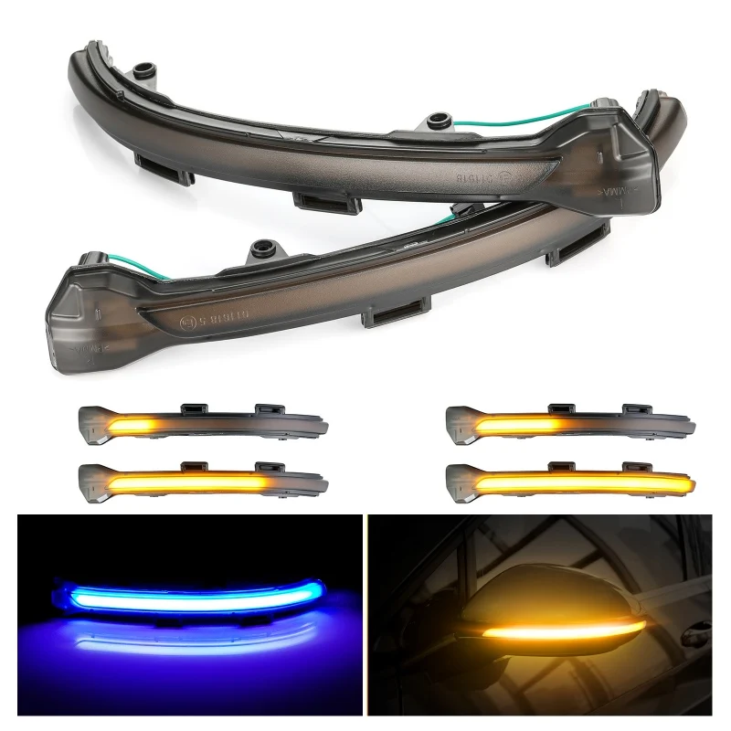 

2x LED Dynamic Turn Signal Light Side Rearview Mirror Indicator Blue Amber For VW Golf 7 MK7 7.5 GTI R Sportsvan Touran L II