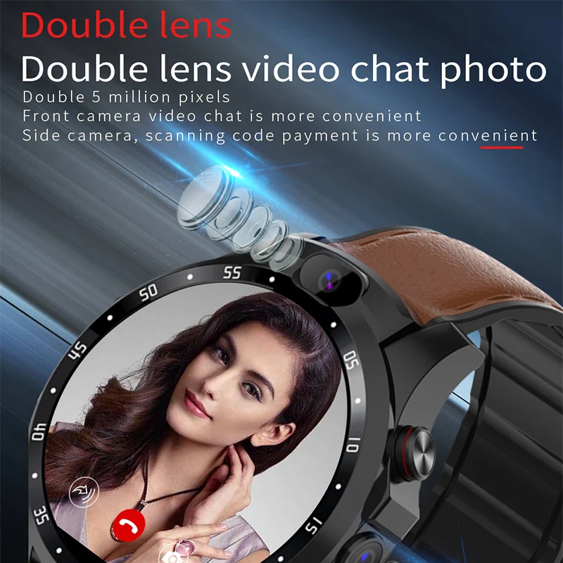  V9 4G Smart Watch 3GB+32GB Android 7.1 MTK6739 Quad Core Smartwatch Dual Camera 1.6 inch Heart Rate - 4000051339235