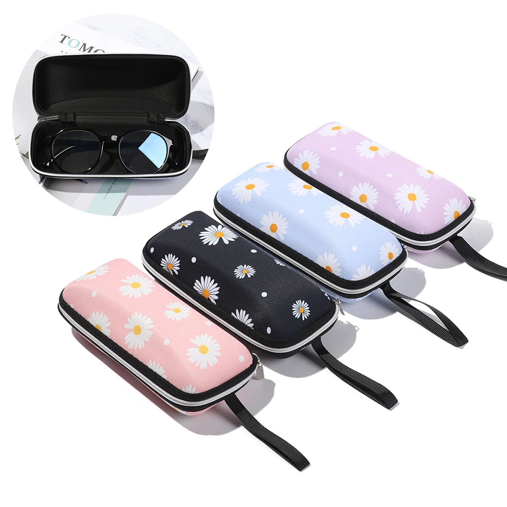 

1PC Fresh Daisy Glasses Box Fashion Large Waterproof Capacity Women Men Portable EVA Zipper Reading Glasses Eyewear Protector