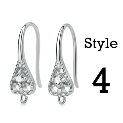 10 Styles 2 Color Real 925 Sterling Silver Earring Hook with Crystal White/Yellow Gold Color Jewelry Findings Making Supplies - Цвет: Style 4 choose color