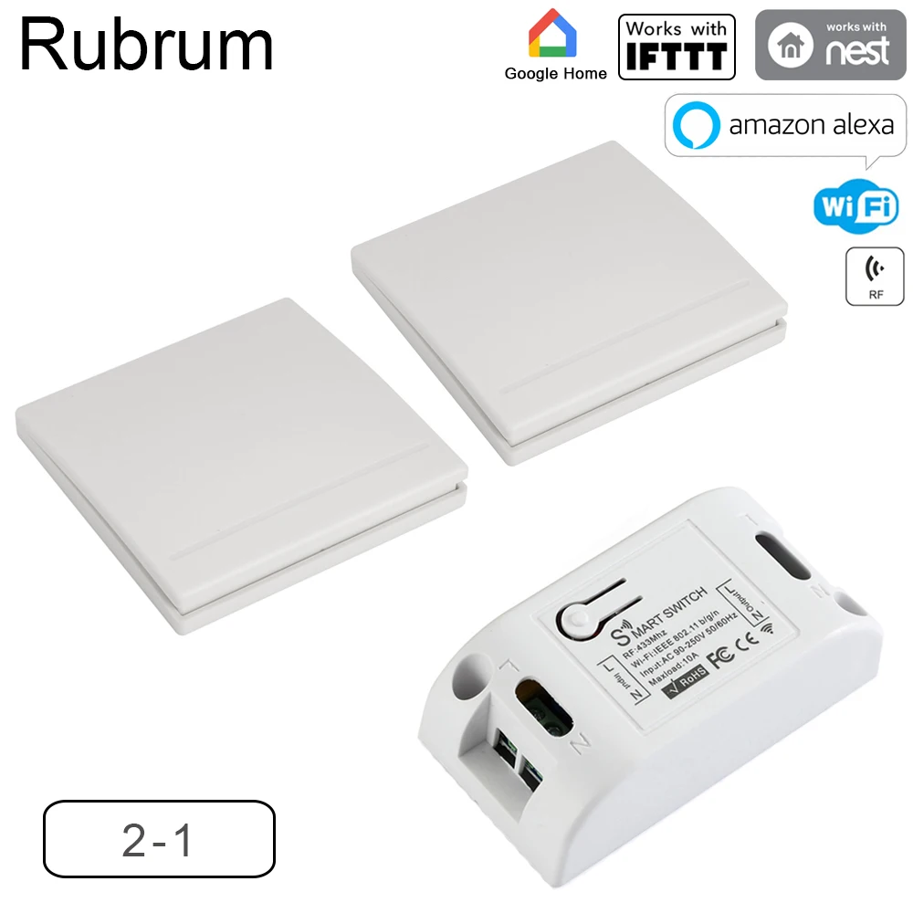 

Rubrum RF 433 110V 220V Receiver Smart Home Wifi Wireless Remote Control Smart Smart Life/Tuya APP Works with Alexa Google Home