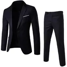 Costume d'affaires décontracté pour hommes, 2 60% de grande taille, couleur unie, manches longues, revers, bouton slim, tendance, pièces/ensemble 