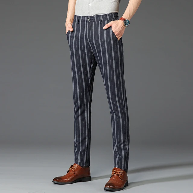 Brand Mens Casual Pants Spring Summer Business Suit Pant Skinny Trousers Male Dress Classic Groom Wedding Office Trouser Man 3