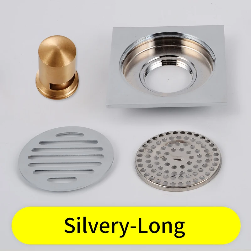Silver-Long-3509 Напольная сливная ванная комната латунная квадратная Черная решетка для душа ситечко для унитаза линейные Крышки Плитка Вставка отходы решетки - Цвет: Silver-Long-3509