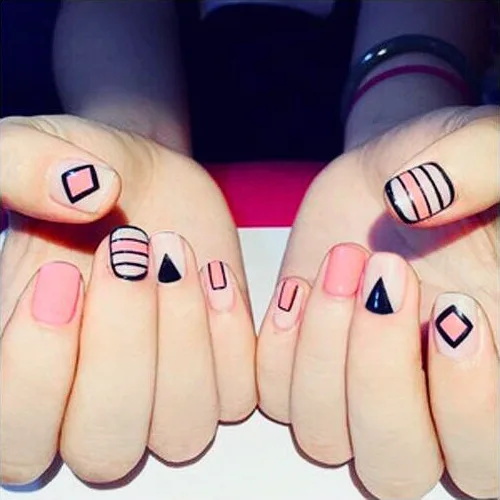 24 листа/набор искусственные накладные ногти с розовыми полосками|Накладные