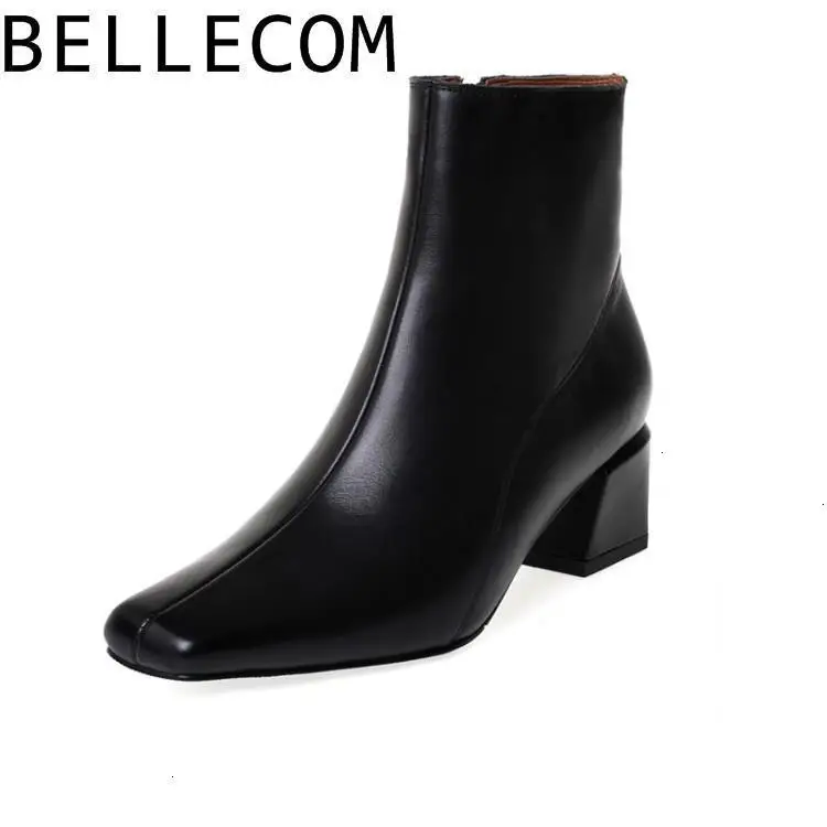 

BELLECOM Suede Fine-heeled Mid-boot Tip High-heeled Women's winter high heel sock Boots for women zapatillas woman shoes