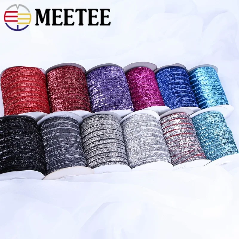 Meetee 9/16 мм блестящая бархатная кружевная лента с отделкой ободок бантом для