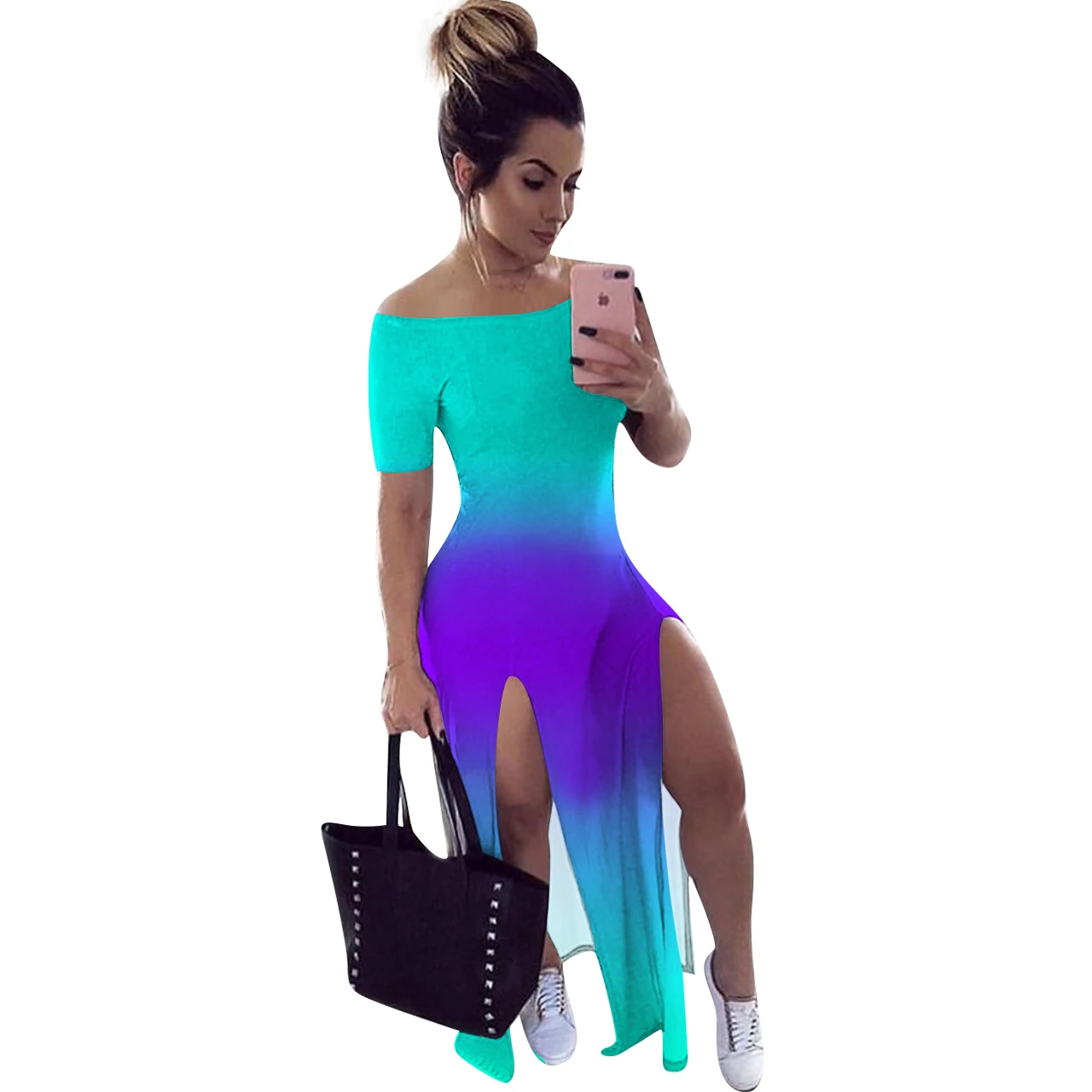 2020 Women Summer Long Maxi Dress Sexy Short Sleeve Slash Neck Bandage Party Night Club Casual Street Dresses Vestidos GL117
