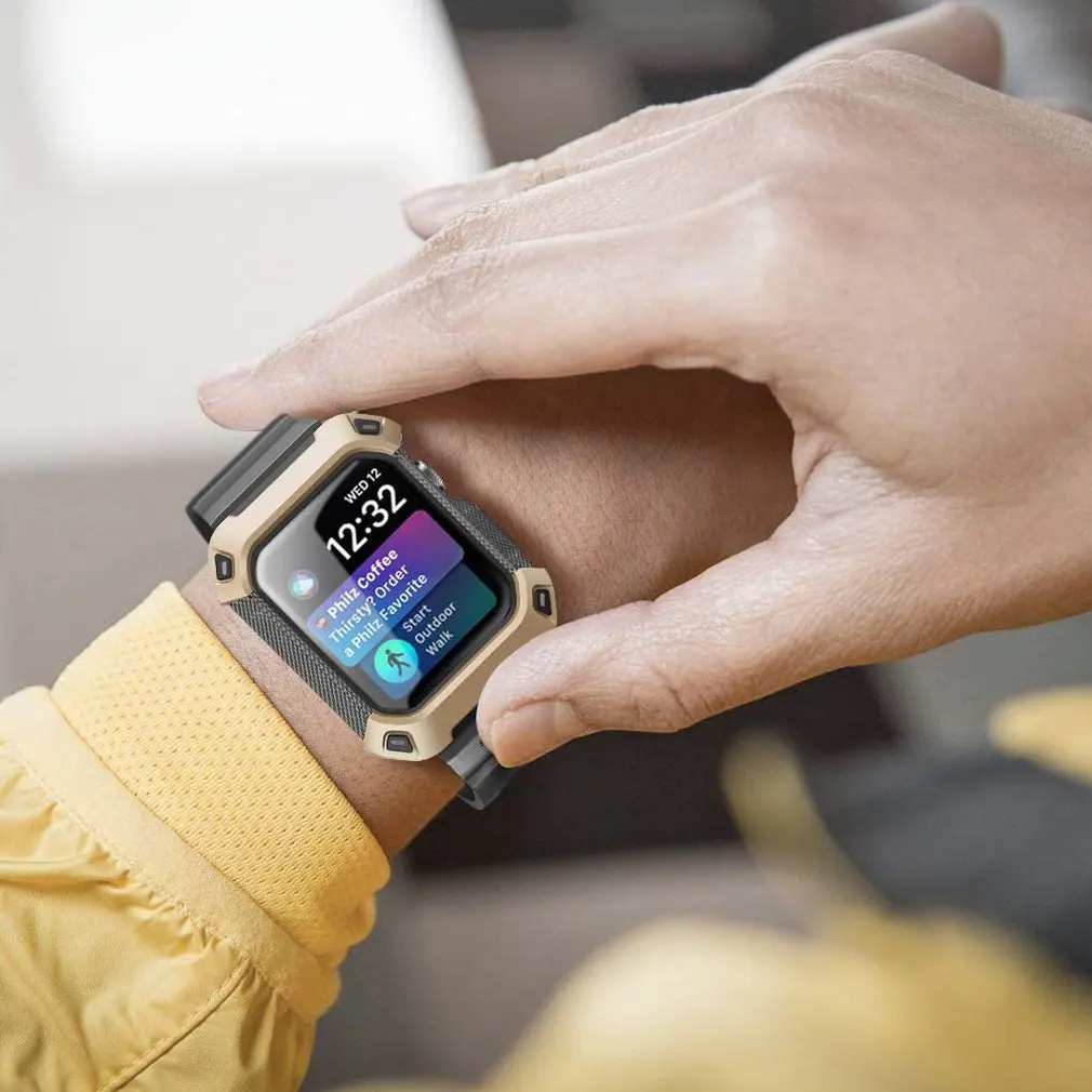 

2020 Hot New Practical Suitable For Apple Watch 4 Two-Color Tpu Anti-Drop One-Piece Wristband Protective Case Integrated Strap