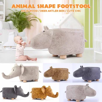 

Cute Animal Shape Stools Wood Footstool Solid Wood Chair Kid's Sofa Furniture Children Cartoon Ottomans Home Decor Bench
