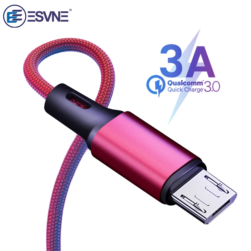 

ESVNE Micro USB Cable 3A Fast Charging Microusb Cord For Samsung Xiaomi Android mobile Phone cable Micro usb charge Data wire