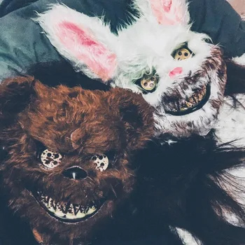 

Halloween Plush Mask Kids Adult Horror Scared bear Panda Wolf Bear Shape Plush Mask Festive Party Supplies