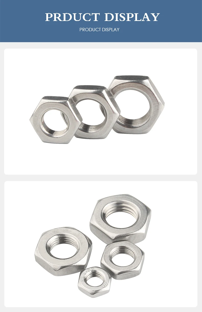DIN439 GB6172 Hexagon Thin Nut 304 Stainless Steel Hex Nut Metric Thread M6 M8 M10 M12 M14 M16 M18 M20 M22 M24