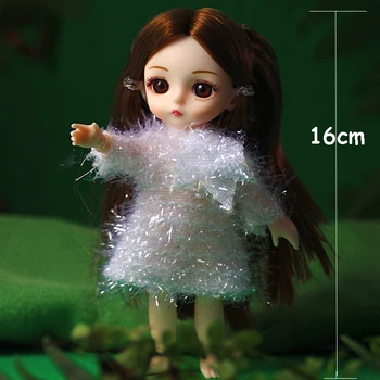 

16cm Girl BJD Doll 13 Moveable Jointed Doll Toys For Children BJD Baby Doll Naked Nude Body Long Hair Dolls For Christmas Gift