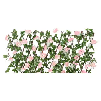 

Privacy Screen Expanding Trellis Screening Wooden Hedge Backyard UV Protection Artificial Fence Telescopic Outdoor Cloth Flowers