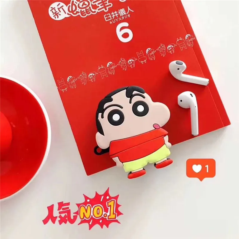 Милый чехол для наушников с 3D рисунком Crayon Shin-chan для Apple Airpods 1 2, силиконовый защитный чехол для гарнитуры Air Pods Funda
