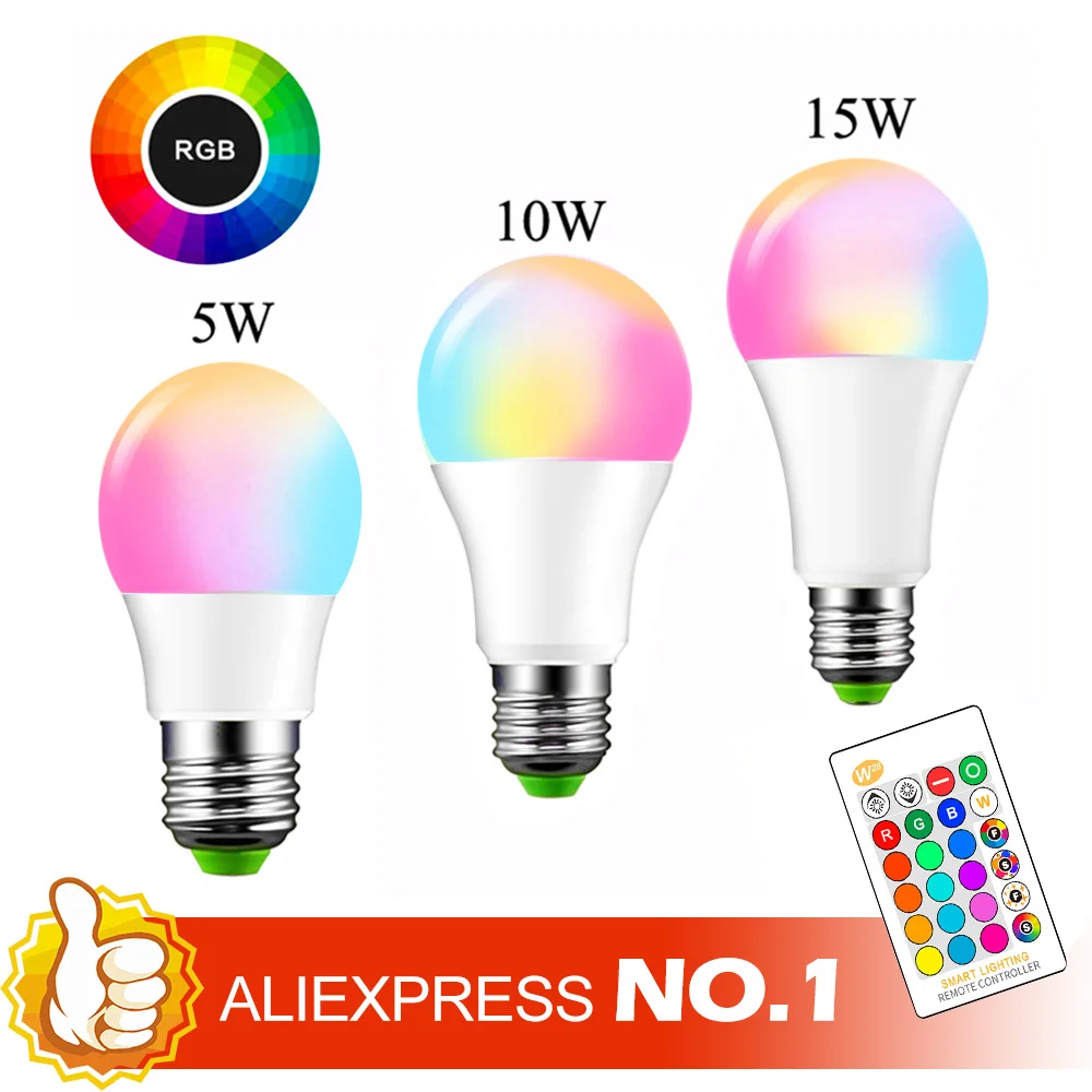 

E27 LED 16 Color Changing RGB Magic Led Bulb 5/10/15W 85-265V RGB Led Lamp Spotlight + IR Remote Control LED Bulbs For Home