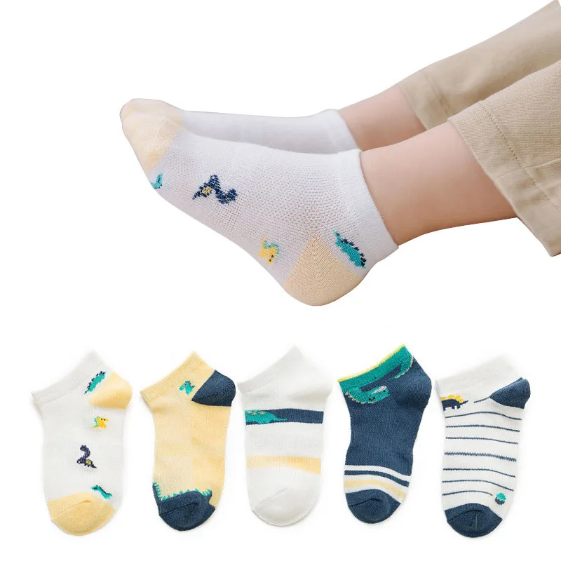 Calcetines de malla transpirables para niños y niñas, medias de moda para primavera y verano, de 1 a 10 años, 5 par/lote