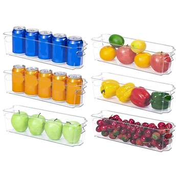 

Refrigerator Organizer Bins Set, 6 Pcs Plastic Fridge Organizer Bins with Handle,Food Storage Bins for Freezer,Fridge