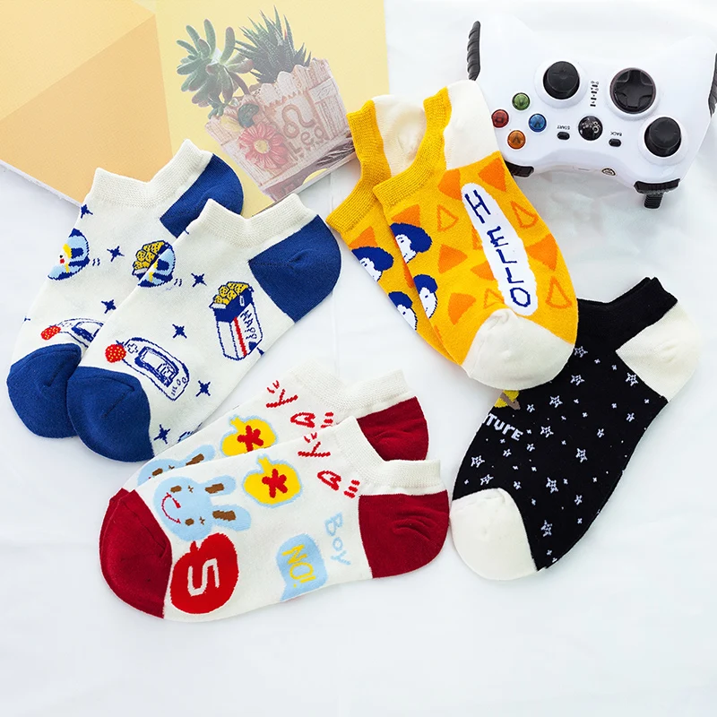Women short socks kawaii cute art ankle sock portrait printing streetwear art high quality wholesale price