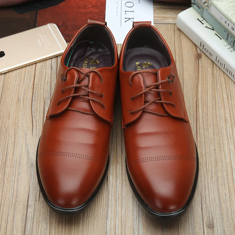 

Business Formal Wear Casual Leather Shoes Autumn And Winter Patent Leather England MEN'S SHOES Pointed-Toe Breathable Lace-up Le