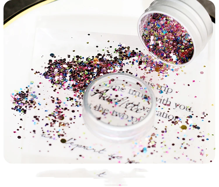 1 Pots 3color Unicorn Dandruff (iridescent color shift) Glitter mix For acrylic & gel nail art Loose glitter nail|Glitter makeup