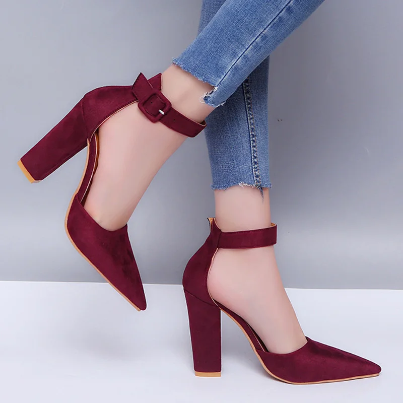 

Summer Sandals Women High Heel Shoes Sexy Women's Shoes Plus Size 35-43 Pointed Thick Heel Classic Sandals Fashion Sandalias