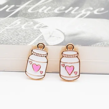 

20pc/lot Enamel Lovely Beverages Drink Bottle Shape Charms 9*17mm Alloy Pendant Fit for Bracelet DIY Fashion Jewelry Accessories