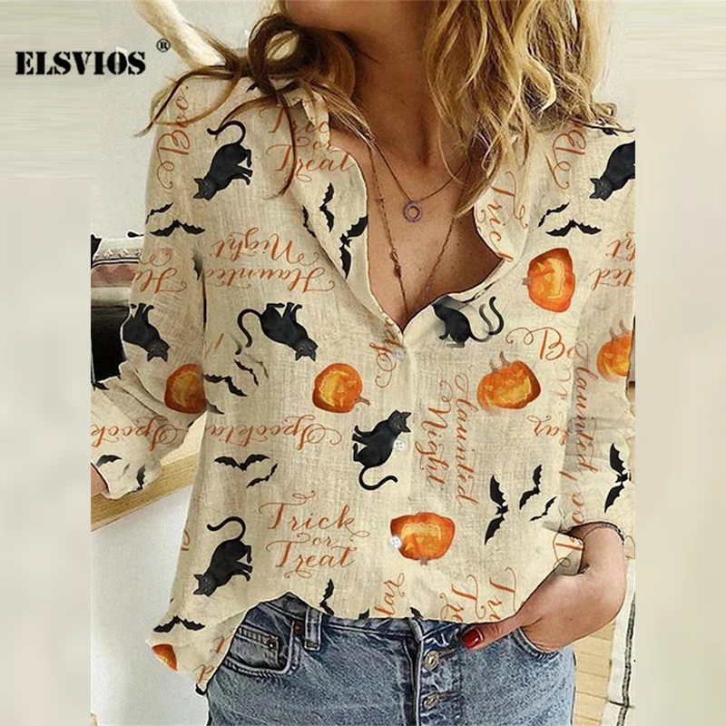 

Autumn Winter New Turn-down Collar Print Fashion All-match Blouses Long Sleeves Buttons Cardigan Shirt Elegant Party Casual Tops