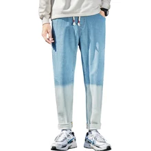 Мужские джинсы, повседневные осенние зимние хлопковые хип-хоп брюки, мужские свободные рабочие длинные брюки, мужские джинсы, облегающие джинсы