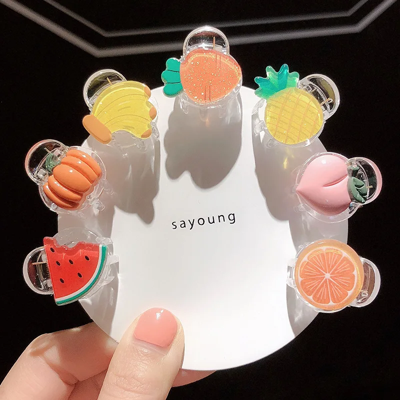 

M MISM Lovely Fruits Mini Hair Claws Clamp Colorful Plastic Transparent Sweet Princess Barrettes Hair Clips Accessories