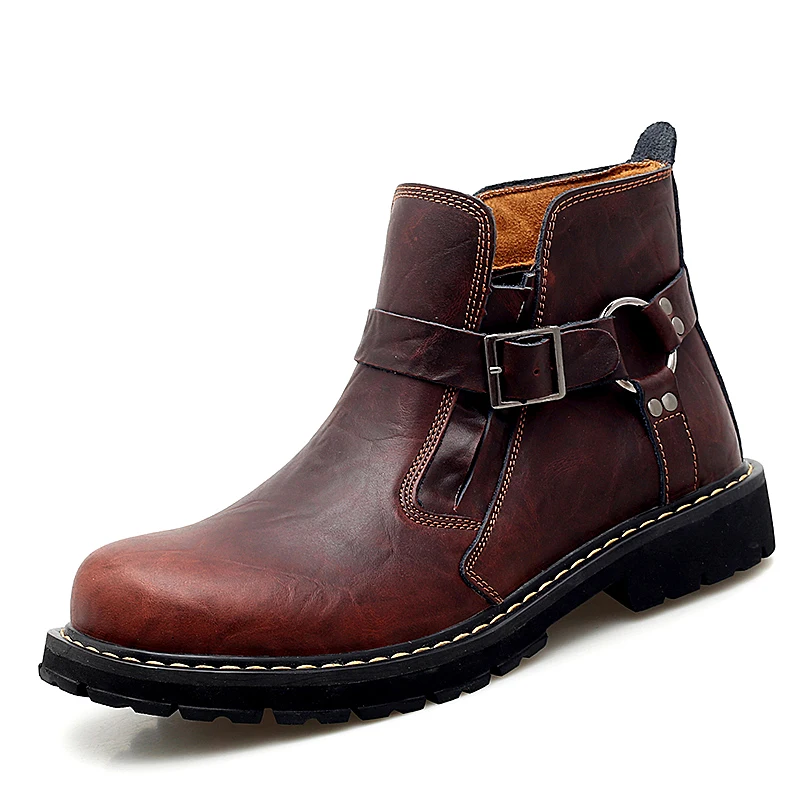 Г., осенне-зимние ботинки мужская обувь из натуральной кожи мужская повседневная обувь мужская обувь из коровьей кожи мужские Ботильоны черного цвета - Цвет: BROWN