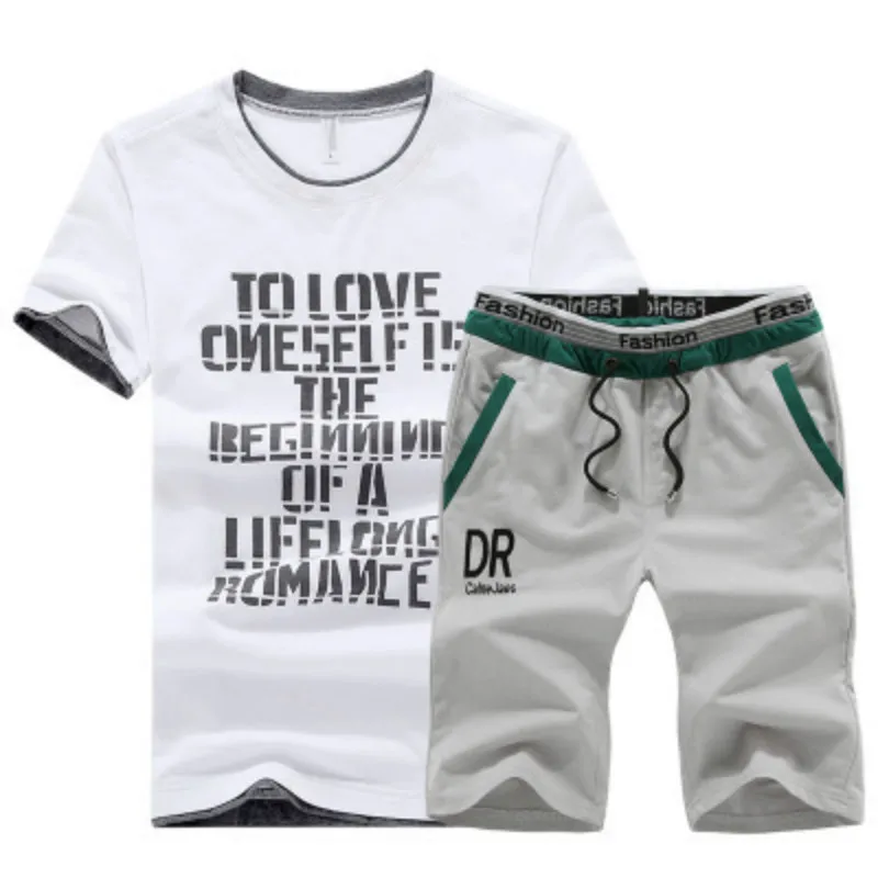 

Fashion Men Tracksuit Summer Casual Men Clothes Shorts Sets Printed Letter T Shirt Sweatpants Male Track Suit Casual Streetwear