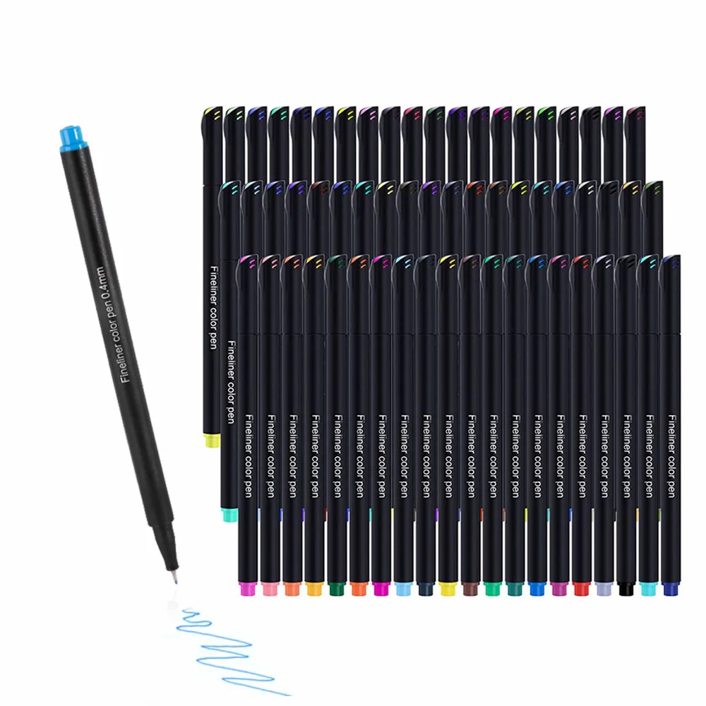 60-Colors Fineliner Color Pens Set 0.4mm Fine Tip Gel Pen for