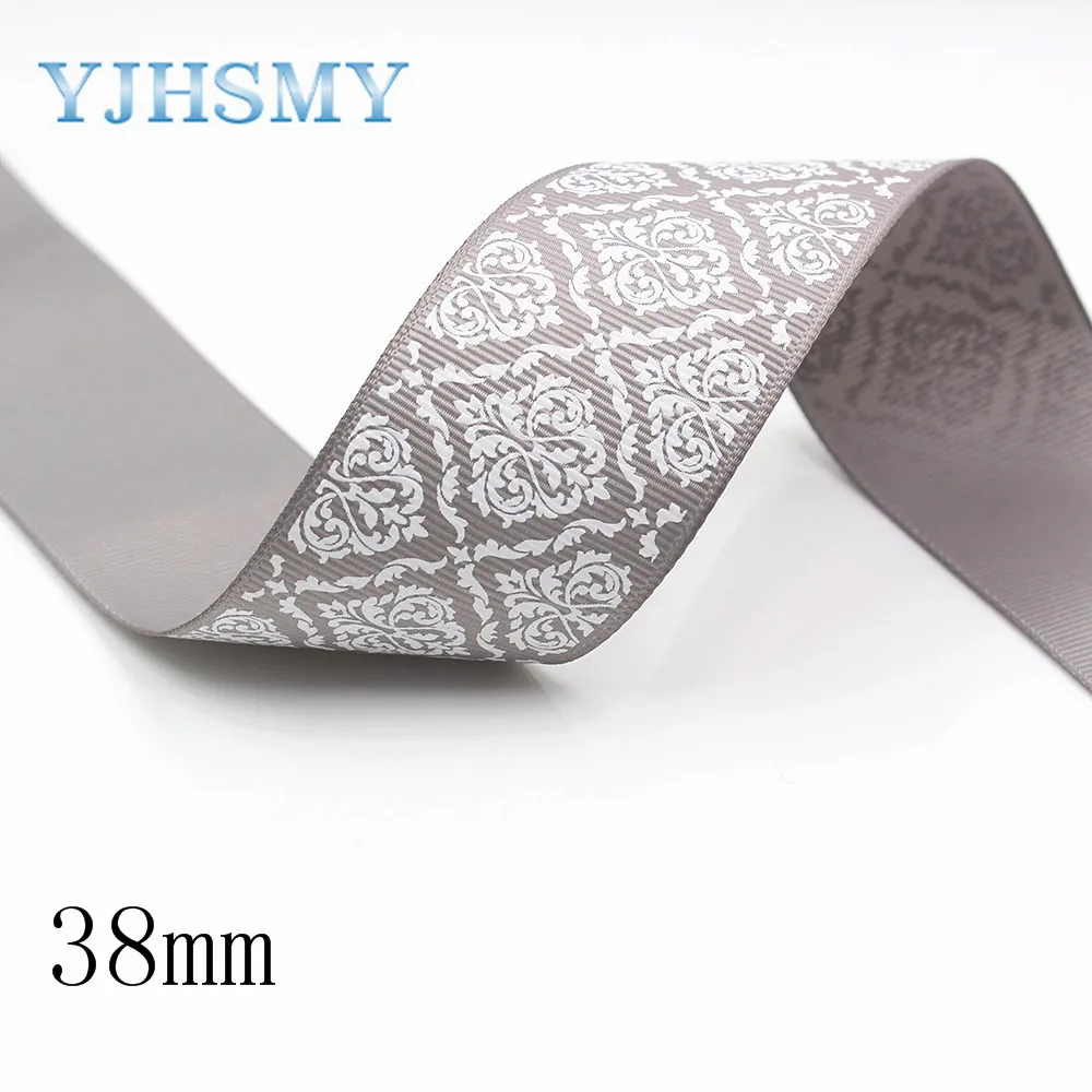 I-191214-2771 YJHMY, I-191214-2767, 10 ярдов 38 мм, красочные геометрические печатные корсажные ленты, одежда лук кепки DIY материалы для украшения - Цвет: I-191214-2771