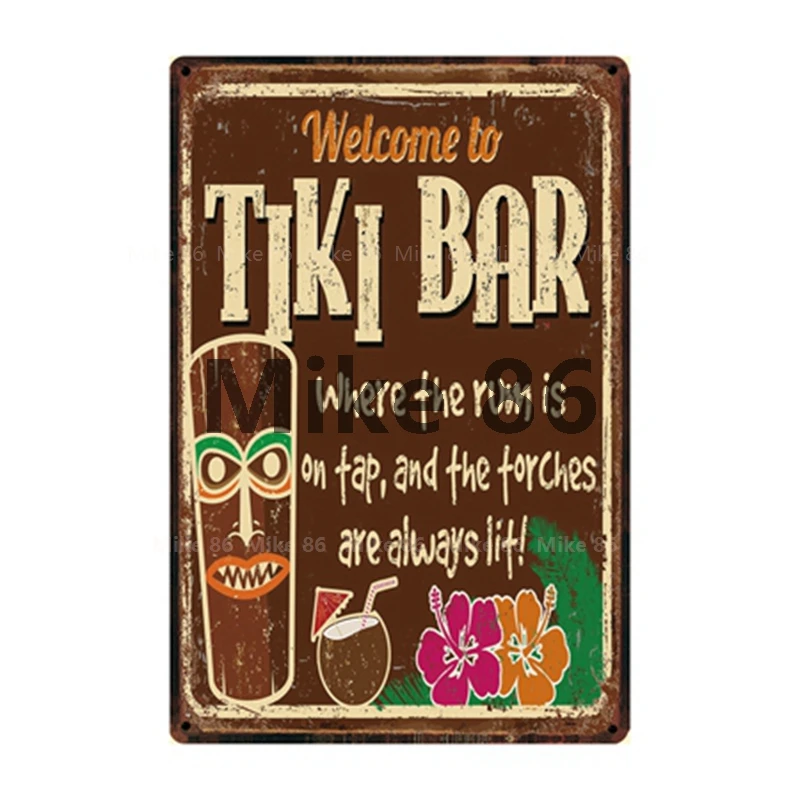 [Mike86] Добро пожаловать в TIKI BAR ALOHA летний лагерь металлический знак оловянный плакат домашний Декор Бар настенная живопись 20*30 см размер DD-16