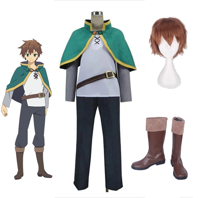 

Anime Kono Subarashii Sekai Ni Shukufuku O! Sato and Horse Konosuba and Horse Cosplay Kostuum Groen Set Kleding Costume and Wig