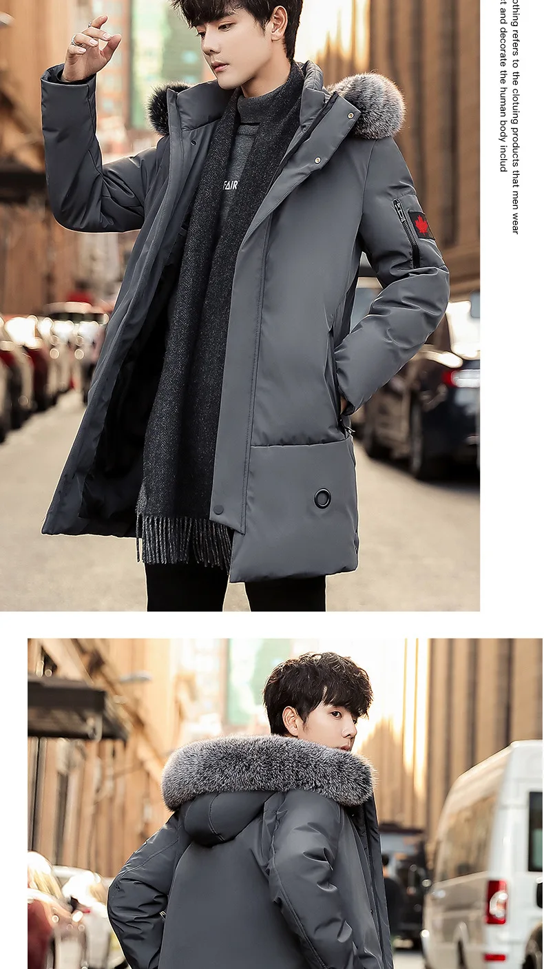Down Jacket Men Winter New Style Mid-length Casual Large Fur Collar Coat Fashion Trend Handsome Hot Selling 838
