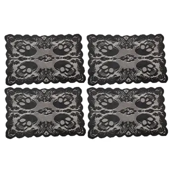 

4pcs Tablemat Halloween Skull Exquisite Tableware Mat Placemat Dinner Plate Mat for Table Halloween