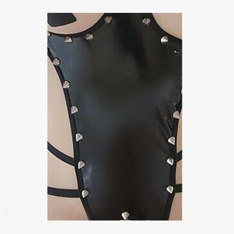 Black Сексуальная садо-мазо наряд Кожа PU для женщин боди экзотические Babydoll игрушки Горячие белье плотно открытый промежность ПВХ Латекс Резина Комбинезон - Цвет: Black