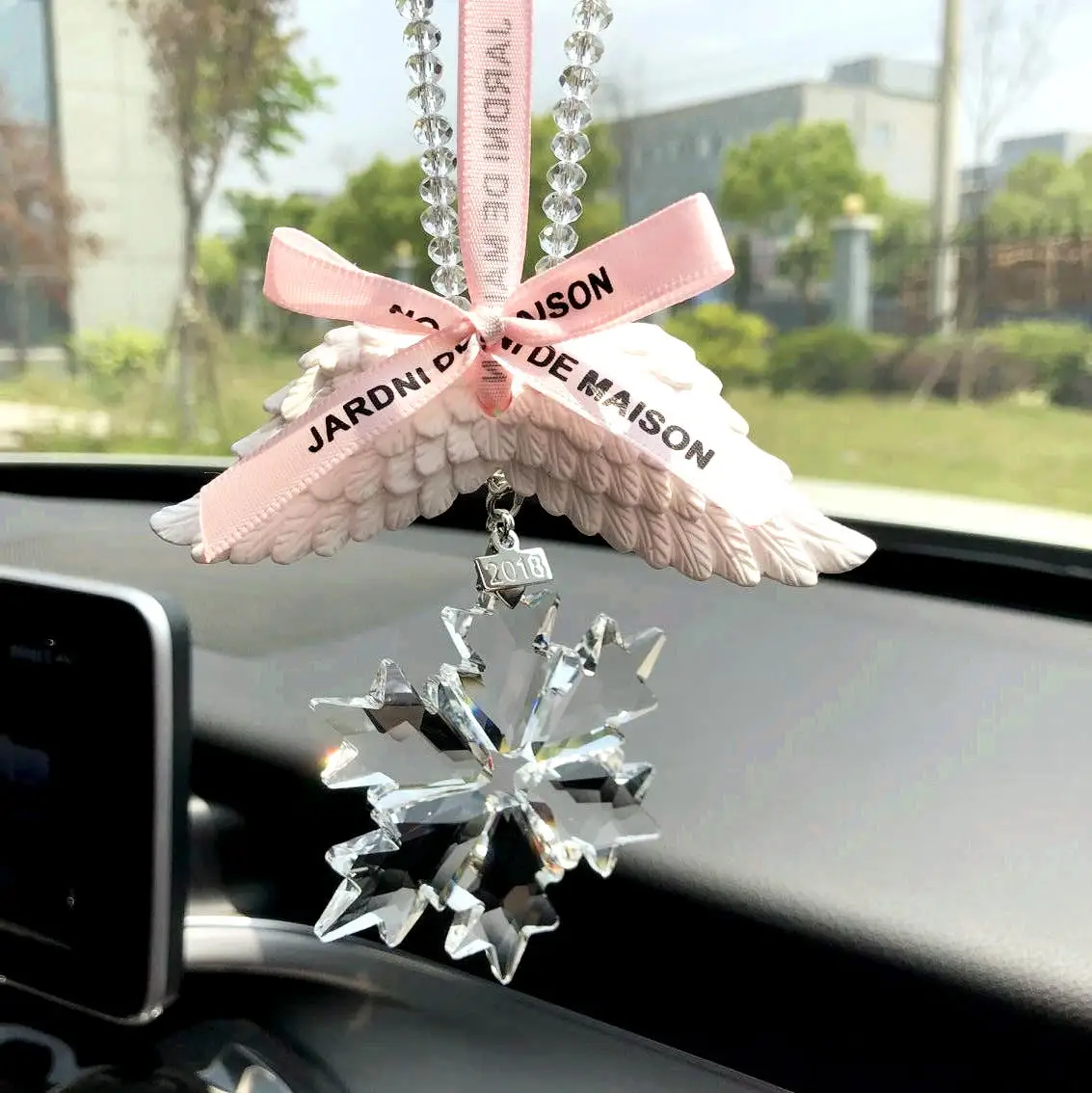 Большая Снежинка Автомобильная подвеска для зеркала заднего вида хрустальные автомобильные аксессуары Автомобильная подвеска автомобиля Крылья Ангела