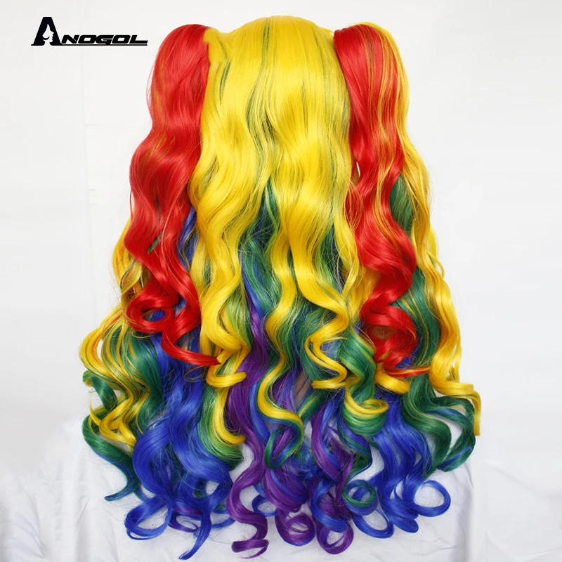 ANOGOL Лолита парик цвета радуги Высокая температура волокна косичка 6ix9ine My Little Pony синтетические Косплей парики для девочек Хэллоуин