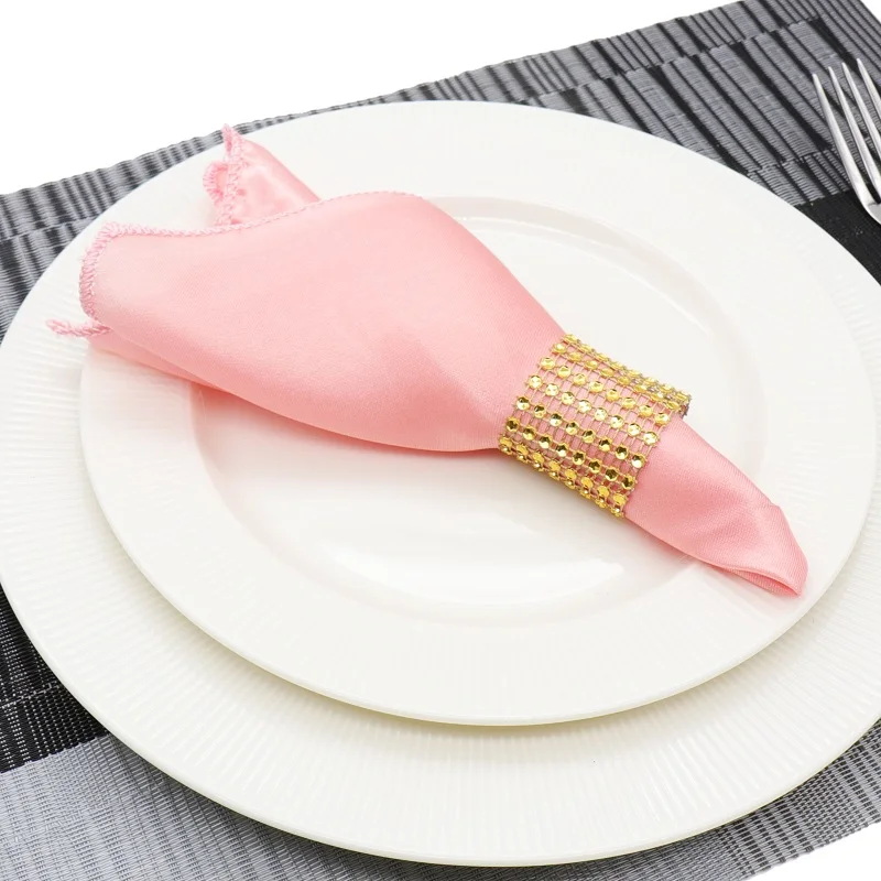 50 шт. 30 см квадратный атласные салфетки Твердые платок для Свадебная вечеринка в отеле Ресторан Декор стола - Цвет: Peach