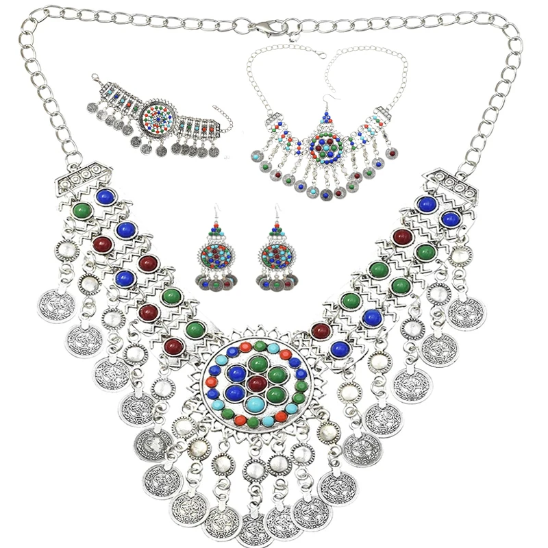 Женское Ожерелье чокер цыганское ожерелье и серьги Jhumka браслеты богемные