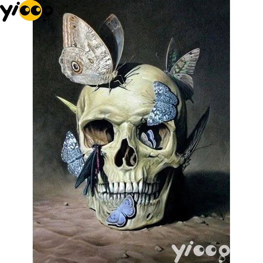 

Full Square/Round Drill 5D diamond embroidery Skull&butterfly diamond Painting Rhinestones mosaic Cross stitch Decoration DX0118